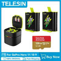 TELESIN Fast Charging Battery For Gopro Hero 11 10 9 1750 Mah Battery 2 Ways 2A Fast Charger Box TF Card Storage For Gopro