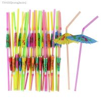 ◘◎☃ 25/50pcs Tropical Umbrella Parasols Cocktail Straws Drink Juice Umbrella Plastic Straw Hawaii Beach Wedding Birthday Party Decor