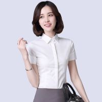 Summer new professional ladies OL fly opening business shirts with short sleeves ladies fashion no-iron white shirt