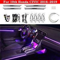 ✣☑卍 Ambient Light For 10th Honda CIVIC 2016-2019 Button And APP Control Decorative LED 64 colors Atmosphere Lamp illuminated Strip