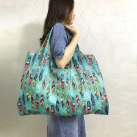 【CW】 Reusable Shopping Large Size Polyester Handbag Florist Printed Shoulder Tote Eco-Friendly