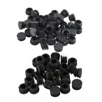 ♤✹♠ 80Pcs Black Plastic Round Table Chair Leg Tube Pipe Insert End Cap 50 Pcs 22Mm Dia 30 Pcs 19Mm Dia