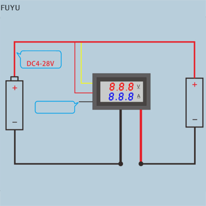 fuyu-เครื่องวัดกระแสไฟรถยนต์-เครื่องวัดแรงดันไฟฟ้า-dc-10a-โวลต์มิเตอร์แอมมิเตอร์-led