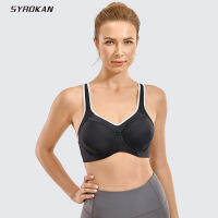 SYROKAN Sports s Womens Compression Racerback Patchwork High Impact Running Tops Sportswear