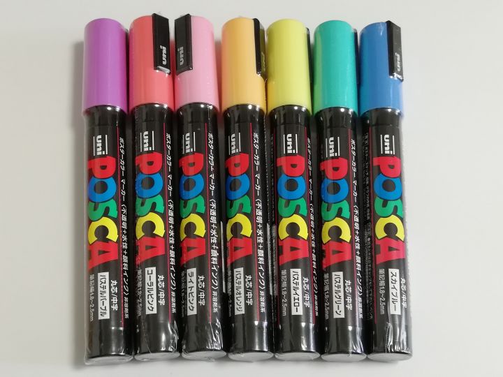 Uni Posca PC-3M Paint Marker Pastel Natural Color Fine Point 7 Color Set,  Fine Point Tip 