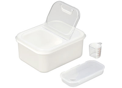 INOMATA กล่องเก็บข้าวสาร (6กก.) กล่องสไลด์พร้อมถ้วยตวง สีขาว