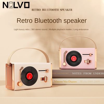 New Retro Bluetooth V5.3 Speaker With Noise Canceling Microphone Outdoor Portable Speaker Mini Vinyl Music Player TF Card AUX