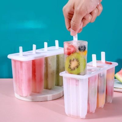 Ice Cream Molds 4 Popsicle Molds Set Popsicle Ice Tray DIY Ice Cream Reusable with Stick Cover ice mold Kitchen Accessories Ice Maker Ice Cream Moulds