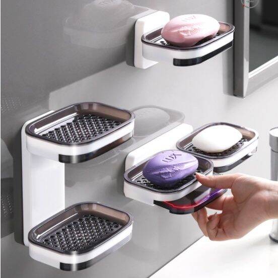 Drainable Soap Dish For Bathroom Portable Soap Holder Wall Storage Rack