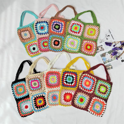 Floral Beach Handbag Handbag With Big Capacity Casual Ethnic Style Handbag Bohemian Travel Shopper Bag Woven Large Capacity Handbag