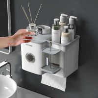 Shower Storage Holder Wall Mounted Organizer Toilet Paper Holder Tissue Box Waterproof Rack Bathroom Accessories Bathroom Counter Storage