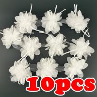 ；‘。、’ (10Pcs/Roll)80Mm Chiffon Streamer Flower Lace Fabric Dress Clothing Accessories Hairpin Making Handmade DIY Crafts Materials