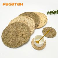 【CC】✥  Table Placemat Hyacinth Woven Round Braided Resistant Hot Insulation Anti-Skidding