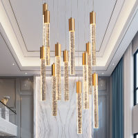 Dimming 7W 10W LED crystal long cylindrical chandelier creative personality simple modern LED restaurant bar lamp