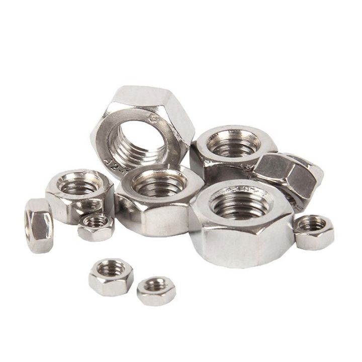 1-50-100pcs-a2-304-stainless-steel-hex-hexagon-nut-for-m1-m1-2-m1-4-m1-6-m2-m2-5-m3-m4-m5-m6-m8-m10-m12-m16-m20-m24-screw-bolt-nails-screws-fasteners