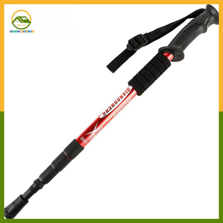 ส่งจากกรุงเทพ-เสาเดินป่า-ไม้ค้ำยันปีนเขา-alpenstock-travel-cane-hiking-cane-retractable-t-handle-hiking-pole-outdoor-walking-stick-telescopic-aluminium-alloy