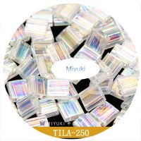 ลูกปัด Tila ขนาด5*5*1.2มม. ลูกปัดชุดนักการทูตสี่เหลี่ยมจัตุรัส Miyuki สำหรับกำไลข้อมือแฟชั่นสตรี