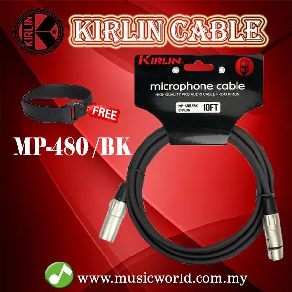 Kirlin MP480 /BK 10 Meter Microphone Cable XLR Male to XLR Female Mic
