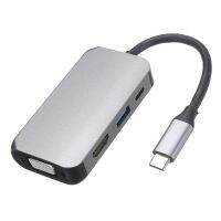 Durable Aluminum Alloy 4-in-1 Type-C Converter High Speed USB 3.0/VGA/PD Charging Port Hub Adapter For PC Laptop Computer