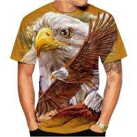 ผู้ชาย Streetwear Flying Eagle 3D พิมพ์สุภาพสตรีเสื้อยืดวัสดุนุ่มเสื้อลำลองหลวมผู้ชายกีฬา T-Shirt