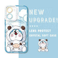 Casing Ponsel คริสตัลโดราเอมอนกันกระแทกของแท้สำหรับกล้อง Y16 Vivo เคสมือถือใสคลุมทั้งหมดปกป้องกล้อง