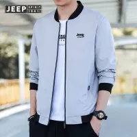 JEEP SPIRIT เสื้อแจ็คเก็ตผู้ชายฤดูใบไม้ผลิและฤดูใบไม้ร่วงเสื้อแจ็คเก็ตคอปกบางแนวโน้มแฟชั่น Teen Slim Coat