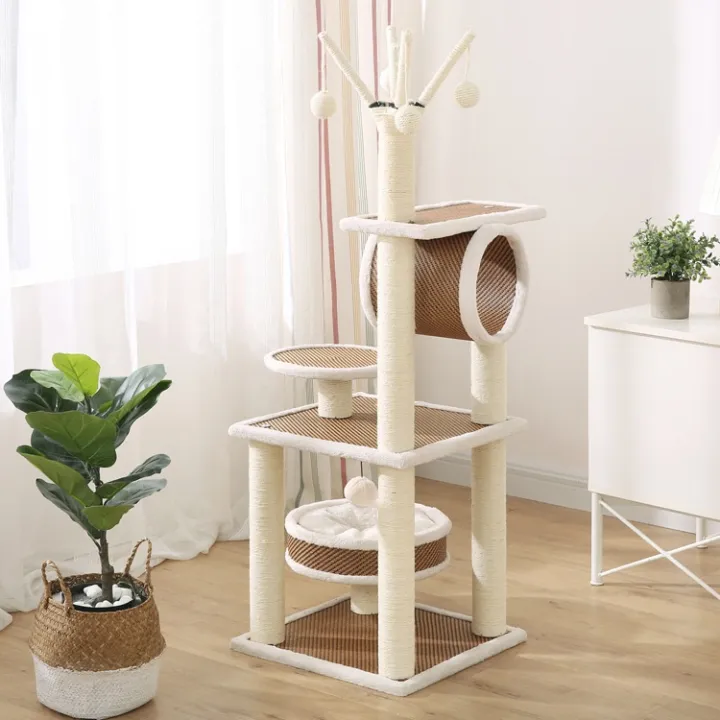 PETHOME Multi-Level Cat Tree Tower Condo House for Cats Natural Sisal ...