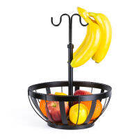 Fruit Basket Kitchen Multipurpose Office Iron Rack Detachable With Banana Hook Vegetable Stand Storage Bowl Modern For Counter