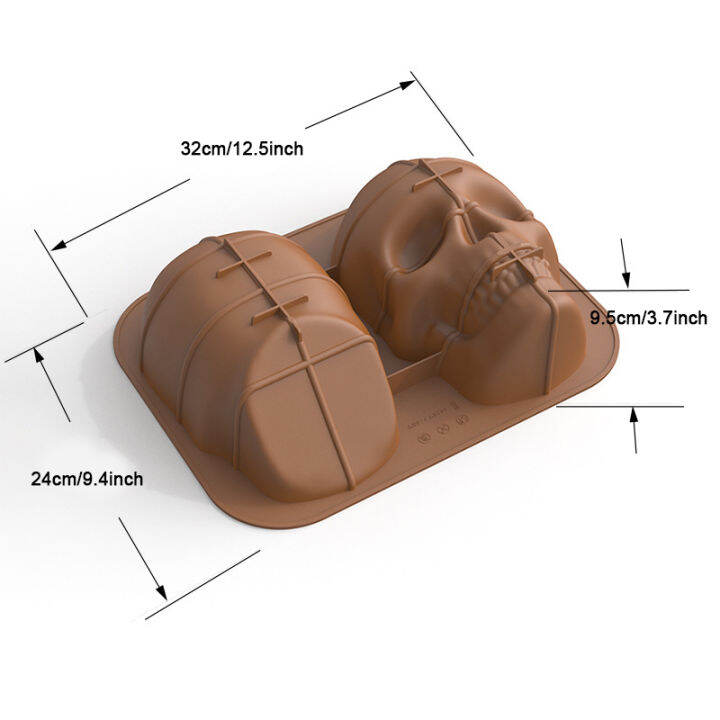 แม่พิมพ์หัวกะโหลกซิลิโคนไม่ติดสำหรับทำพิมพ์ทำเค้กรูปหัวกะโหลกสำหรับอาหารปลอดภัยสำหรับทำน้ำแข็งเค้กช็อคโกแลตของแท้คุณภาพสูงตกแต่ง