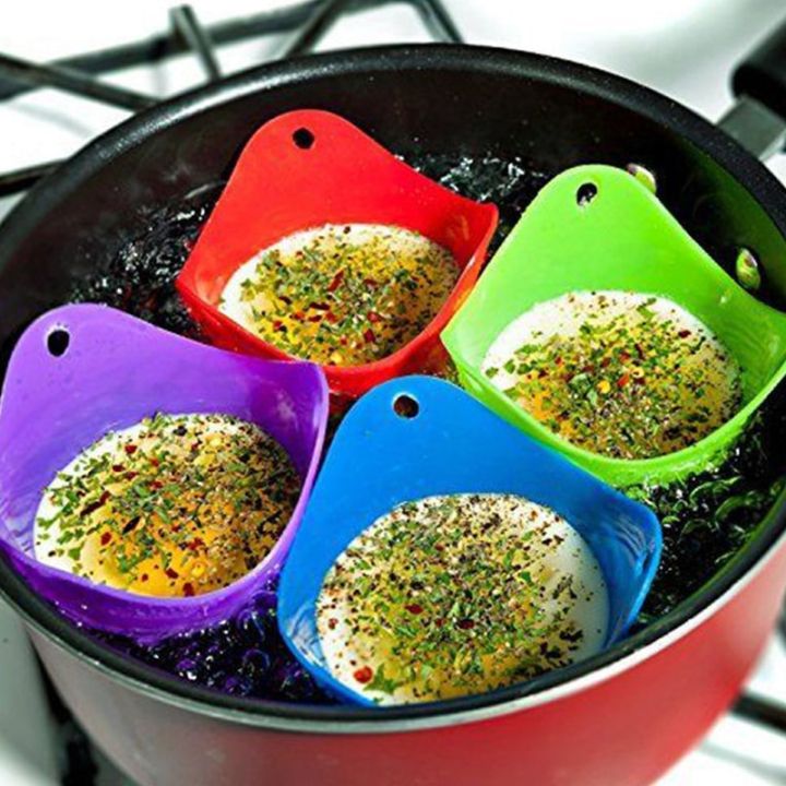 หม้อต้มแหวนชามแม่พิมพ์ไข่เครื่องต้มไข่ฉนวนกันความร้อนสูงที่ต้มไข่ซิลิโคน1-2ชิ้นเครื่องมือทำอาหารครัว