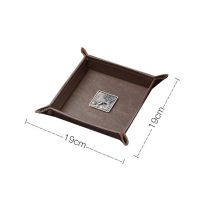 JINSERTA PU Leather Valet Trinket Folding Dice Rolling Tray Collapsible Retro Home Jewelry Ring Tray Sundries Storage Box Bins