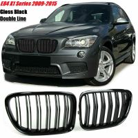 Glossy Black กันชนหน้า Dual Slat ด้านหน้ากระจังหน้าสำหรับ-BMW X1 Series E84 SDrive XDrive 2009-2015