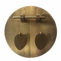 COTOM 1Set Classic Furniture Handle Brass Round Face Plate Back Plate Cabinet Knobs And Handles With Ancient Pull Lock Latch