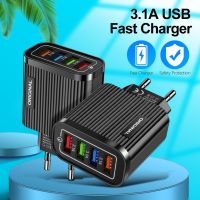 48W QC 3.0 4พอร์ต USB ยุโรป /Us ปลั๊กชาร์จเร็วหม้อแปลงชาร์จไฟแบบเร็วโทรศัพท์