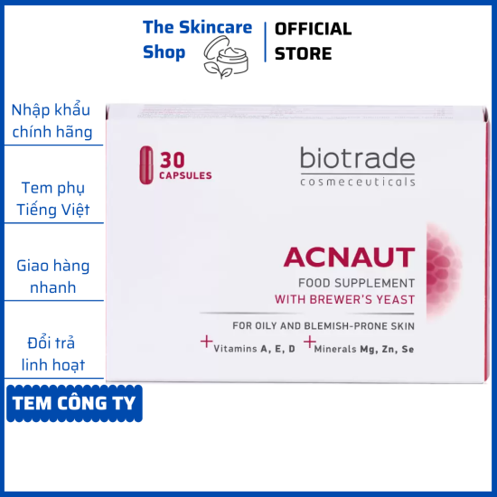 Viên uống giảm mụn biotrade acnaut food supplement 30 viên - ảnh sản phẩm 1