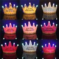 Glowing Crown Birthday Hat Luminous King Princess Crown 123st Happy Birthday Party Decor Kids Adults Boy Girl Favors Baby Shower