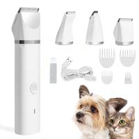 ✟﹍ Mewoofun 4 in 1 Pet Electric Hair Clipper with 4 Blades Grooming Trimmer Nail Grinder Professional Recharge Haircut For Dogs Cat