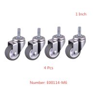 4 Pcs/Lot Casters 1 Inch Gray Tpe Screw Caster M6 Silent Wheel Diameter25mm Household Universal Wheel