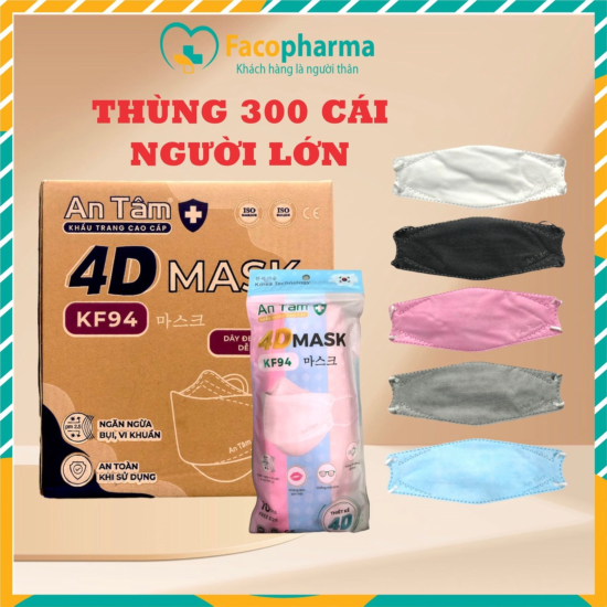 Thùng khẩu trang kf94 hàn quốc 4d mask 4 lớp kháng khuẩn ngăn bụi mịn - ảnh sản phẩm 1