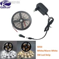 5m LED Strip White Warm white Single Color Tape Diod DC12V 300LEDs/5m 5050 2835 SMD Flexible Ribbon fita led light strip Adapter