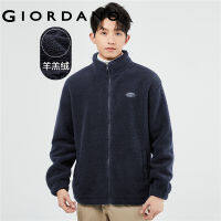 Giordanoผู้ชาย สองด้านลูกแกะกำมะหยี่กาวแสตมป์ยืนคอเปิดหน้าอกเสื้อ Free Shipping 01072863