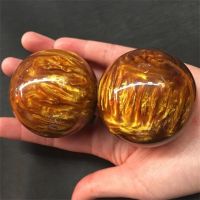 1 Pair Natural Resin Synthesis Golden Black Coral Sea Willow Beeswax Cure The Handball Ball 50MM