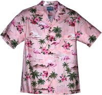 RJC Mens Pink Flamingo Hibiscus Hawaiian Shirt