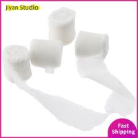 JIYAN2866 4 Rolls สีขาวครีม ริบบิ้นสีขาว งานทำมือ ขอบเป็นฝอย ริบบิ้นผ้าซาติน การ์ดเชิญ ผ้าชีฟองผ้าไหม ริบบิ้นชีฟองสีงาช้าง ห่อของขวัญ