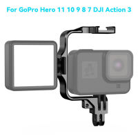 กรอบโลหะที่มีรองเท้าเย็นภูเขาสำหรับ GoPro ฮีโร่11 10 9 8 7 DJI การกระทำ3อุปกรณ์เสริมสำหรับกล้อง Mounts สำหรับกรง Rig ป้องกันกรอบ