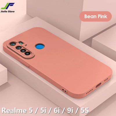 JieFie โทรศัพท์ซิลิโคนเหลวสำหรับ Realme 5i / 6i / 9i / 5 / 5S แฟชั่นที่มีสีสันฝาครอบโทรศัพท์ TPU ป้องกันกล้องสแควร์ปลอก