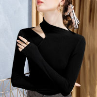 Women Modal T-shirt Turtleneck Long Sleeve women shirt All match Lady Top Solid color