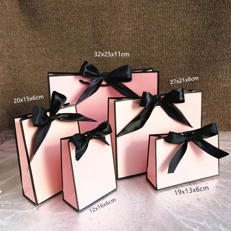 Pretty Pink Kraft Gift Bag Gold Present Box For Pajamas Clothes