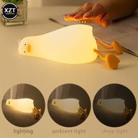 ✆❣✷ Duck Nightlights Led Night Light Rechargeable Cartoon Silicone Lamp Patting Switch Children Bedroom Decoration Kid Birthday Gift