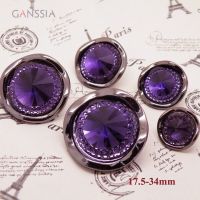 10pcs/lot Size: 18-34mm Fashion Design Purple Rhinestone Button Resin Shank Button for Garment Sewing Accessories(ss-4828) Haberdashery